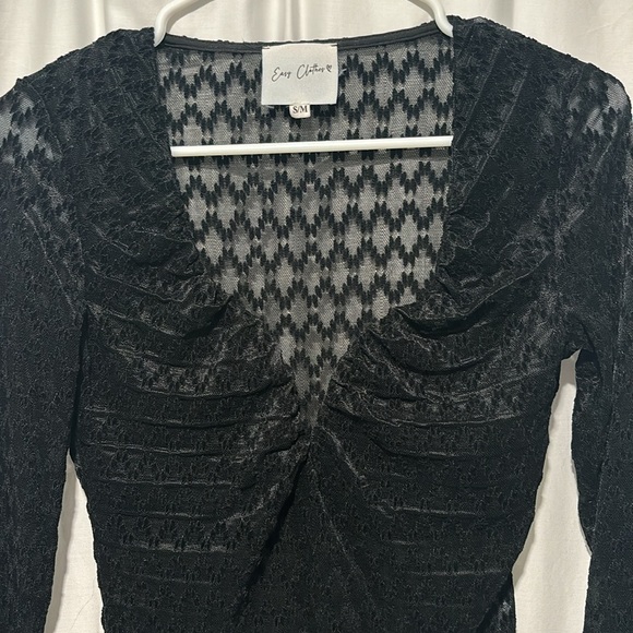 Easy Clothes, Black Lace, Deep V, Bodysuit, Size S/M - Picture 2 of 4